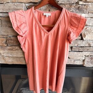 Peach Ruffle Sleeve by Status by Chenault